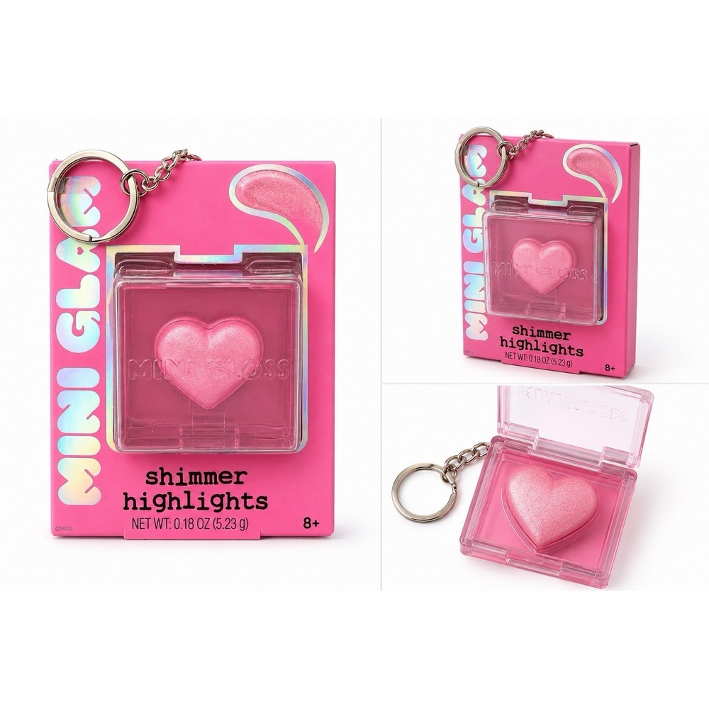 MINIGLOSS Shimmer Highlights Highlighter Pink Heart Keychain 0.18 oz / 5.23 g